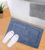 Blue Solid Cotton 32x20 Inches AntiSkid Bath Mat