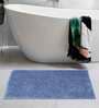 Blue Solid Cotton AntiSkid Bathmat