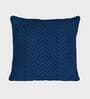 Blue Solid Cotton Self Design Cushion Cover
