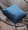 Blue Solid Cotton Self Design Cushion Cover