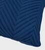 Blue Solid Cotton Self Design Cushion Cover