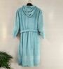 Blue Solid Cotton Unisex Bath Robe (S)