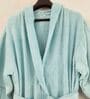 Blue Solid Cotton Unisex Bath Robe (S)