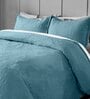 Blue Solid GSM 300 Pure Cotton King Size Bedcover With 2 Pillow Covers