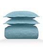 Blue Solid GSM 300 Pure Cotton King Size Bedcover With 2 Pillow Covers