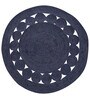 Blue Solid Jute 3 Ft X 3 Ft Hand Woven Dhurrie