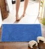 Blue Solid MicroFibre 14x10 Inches Antiskid Bath Mats