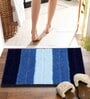 Blue Striped MicroFibre 14x10 Inches Antiskid Bath Mats