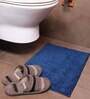 Blue Solid Microfibre 23x15 Inches AntiSkid Bath Mat