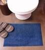 Blue Solid Microfibre 23x15 Inches AntiSkid Bath Mat