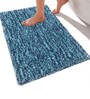 Blue Solid Microfibre 23x15 Inches AntiSkid Bath Mat