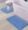 Blue Solid Polyester 28x20 Inches AntiSkid 1 Bathmat & 1 Contour Mat