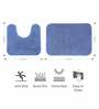 Blue Solid Polyester 28x20 Inches AntiSkid 1 Bathmat & 1 Contour Mat