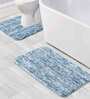 Blue Solid Polyester 28x20 Inches AntiSkid 1 Bathmat & 1 Contour Mat