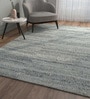 Blue Solid Polyester 4 ft x 6 ft Hand Knotted Carpet