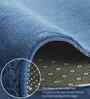 Blue Solid Polyester 4x6 Feet Machine Made Carpet