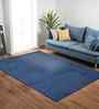 Blue Solid Polyester 4x6 Feet Machine Made Carpet