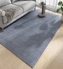 Blue Solid Polyester 5 ft X 8 ft Hand Woven Rectangle Carpet