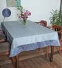 Blue Solid Polyester and Brocade Silk   (52 x 84 ) Table Cloth
