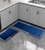 Blue Solid Rubber 47x16 Inches Floor Runner with Mat Combo