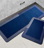 Blue Solid Rubber 47x16 Inches Floor Runner with Mat Combo