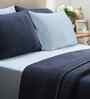 Blue Solid TC 256 Cotton Double Bed Bedcover