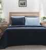 Blue Solid TC 256 Cotton Double Bed Bedcover
