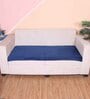 Blue Solid Velvet 2 Seater Quilted Sofa Cover (Protector)