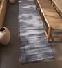 Blue Solid Viscose 2'6 ft X 16 ft Hand Woven Runner