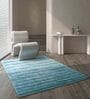 Blue Solid Viscose 4 ft X 6 ft Hand Tufted Carpet