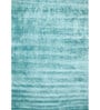 Blue Solid Viscose 5 ft X 8 ft Hand Woven Carpet