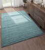 Blue Solid Viscose 5 ft X 8 ft Hand Woven Carpet