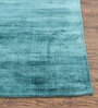 Blue Solid Viscose 5 ft X 8 ft Hand Woven Rectangle Carpet