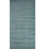Blue Solid Viscose 5 ft X 8 ft Hand Woven Carpet