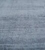 Blue Solid Viscose 5 ft X 8 ft Hand Woven Carpet