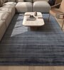 Blue Solid Viscose 5 ft X 8 ft Hand Woven Carpet