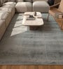 Blue Solid Viscose 6 ft X 9 ft Hand Woven Carpet