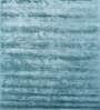 Blue Solid Viscose 8 ft x 10 ft Hand Tufted Carpet