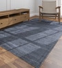 Blue Solid Wool & Bamboo Silk 8 ft x 10 ft Hand Woven Carpet