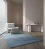 Blue Solid Wool & Viscose 8 ft x 10 ft Hand Woven Carpet