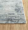 Blue Solid Wool & Viscose 8 ft x 10 ft Hand Woven Carpet