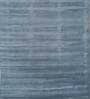 Blue Solid Wool & Viscose 8 ft x 10 ft Hand Woven Carpet