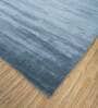Blue Solid Wool & Viscose 8 ft x 10 ft Hand Woven Carpet