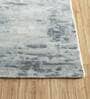 Blue Solid Wool & Viscose 9 ft x 12 ft Hand Woven Carpet