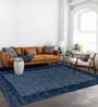Blue Solid Wool 5 ft x 7 ft Hand Woven Carpet