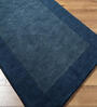 Blue Solid Wool 5 ft x 7 ft Hand Woven Carpet