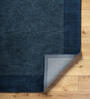 Blue Solid Wool 5 ft x 7 ft Hand Woven Carpet