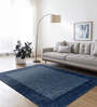 Blue Solid Wool 5 ft x 7 ft Hand Woven Carpet