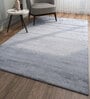 Blue Solid Wool and Bamboo Silk 5 ft X 8 ft Hand Woven Rectangle Carpet