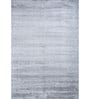 Blue Solid Wool and Bamboo Silk 5 ft X 8 ft Hand Woven Rectangle Carpet